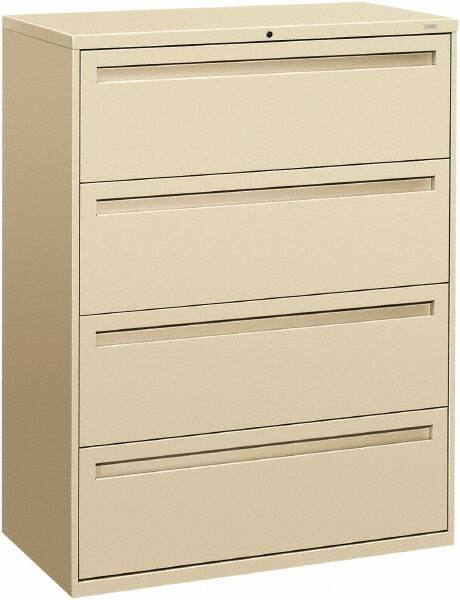 Hon - 42" Wide x 53-1/4" High x 19-1/4" Deep, 4 Drawer Lateral File - Steel, Putty - Apex Tool & Supply