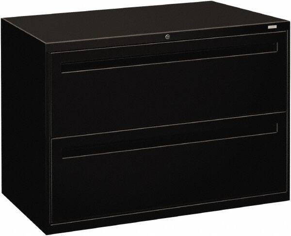 Hon - 42" Wide x 28.38" High x 19-1/4" Deep, 2 Drawer Lateral File - Steel, Black - Apex Tool & Supply