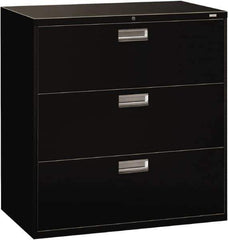Hon - 42" Wide x 40.88" High x 19-1/4" Deep, 3 Drawer Lateral File - Steel, Black - Apex Tool & Supply