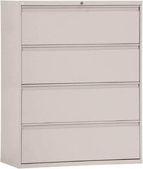 ALERA - 42" Wide x 53-1/4" High x 19-1/4" Deep, 4 Drawer Lateral File - Steel, Light Gray - Apex Tool & Supply