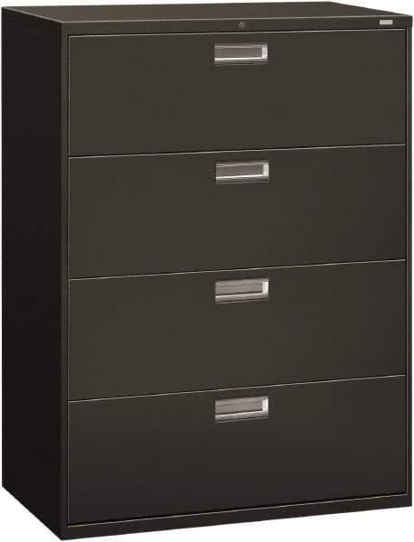 Hon - 42" Wide x 53-1/4" High x 19-1/4" Deep, 4 Drawer Lateral File - Steel, Charcoal - Apex Tool & Supply