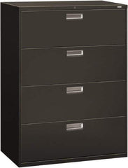 Hon - 42" Wide x 53-1/4" High x 19-1/4" Deep, 4 Drawer Lateral File - Steel, Charcoal - Apex Tool & Supply