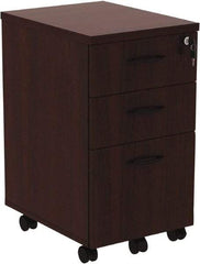 ALERA - 15.88" Wide x 28.38" High x 20-1/2" Deep, 3 Drawer Pedestal - Woodgrain Laminate, Mahogany - Apex Tool & Supply