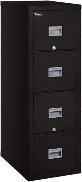 FireKing - 17-3/4" Wide x 52-3/4" High x 25" Deep, 4 Drawer Pedestal - Steel, Black - Apex Tool & Supply