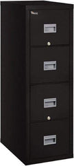 FireKing - 17-3/4" Wide x 52-3/4" High x 25" Deep, 4 Drawer Pedestal - Steel, Black - Apex Tool & Supply
