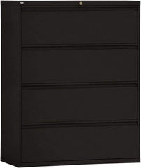 ALERA - 42" Wide x 53-1/4" High x 19-1/4" Deep, 4 Drawer Lateral File - Steel, Black - Apex Tool & Supply