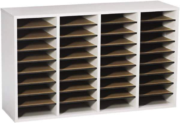 Safco - 39-1/4" Wide x 24" High x 11-3/4" Deep Laminated Compressed Wood Document Organizer - 36 Compartments, Gray, 9" Wide x 2-1/4" High x 11-1/2" Deep Compartment - Apex Tool & Supply