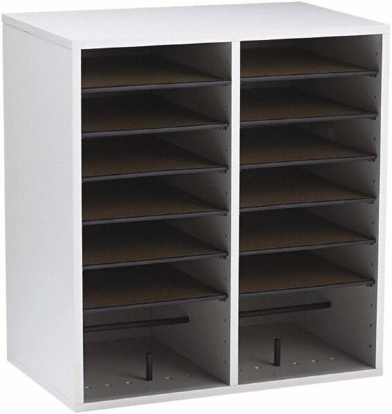 Safco - 19-1/2" Wide x 21" High x 11-3/4" Deep Laminated Compressed Wood & Fiberboard Document Organizer - 16 Compartments, Gray, 9" Wide x 2-1/4" High x 11-1/2" Deep Compartment - Apex Tool & Supply