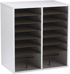 Safco - 19-1/2" Wide x 21" High x 11-3/4" Deep Laminated Compressed Wood & Fiberboard Document Organizer - 16 Compartments, Gray, 9" Wide x 2-1/4" High x 11-1/2" Deep Compartment - Apex Tool & Supply