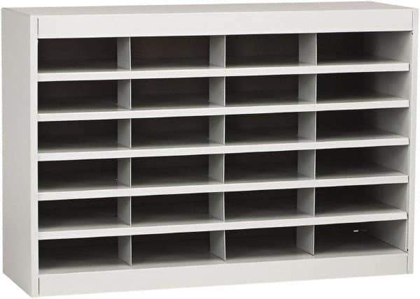 Safco - 37-1/2" Wide x 25-3/4" High x 12-3/4" Deep Fiberboard & Steel Document Organizer - 24 Compartments, Gray, 9" Wide x 3" High x 12-1/4" Deep Compartment - Apex Tool & Supply