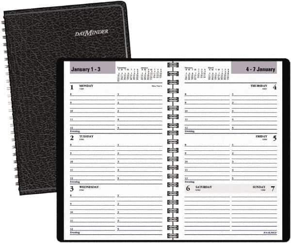 DayMinder - 26 Sheet, 4-7/8 x 8", Weekly Planner - Black - Apex Tool & Supply