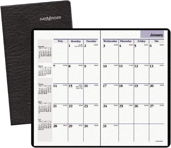 DayMinder - 24 Sheet, 8-1/8 x 10-7/8", Monthly Planner - Black - Apex Tool & Supply