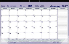 Brownline - 12 Sheet, 6-7/8 x 8-3/4", Desk Pad Calendar - Blue, White & Green - Apex Tool & Supply