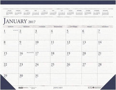 House of Doolittle - 12 Sheet, 8-1/2 x 11", Desk Pad Calendar - White & Blue - Apex Tool & Supply