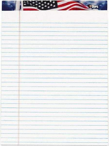 TOPS - 50 Sheet, 8-1/2 x 11", Legal/Wide (Style) Writing Pad - Red, White & Blue - Apex Tool & Supply