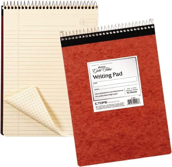 AMPAD - 70 Sheet, 6-7/8 x 8-3/4", Legal/Wide (Style) Wire Bound Notebook - Red - Apex Tool & Supply