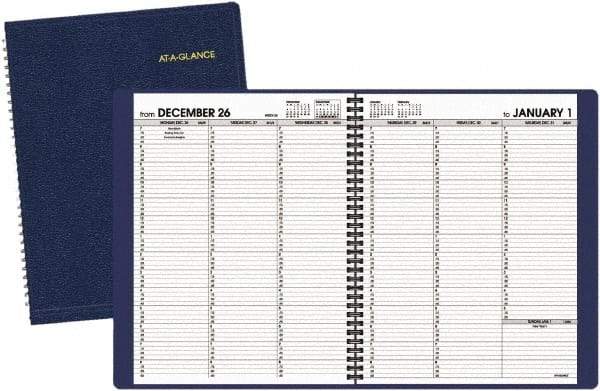 AT-A-GLANCE - 128 Sheet, 8-1/4 x 10-7/8", Weekly Planner - Navy - Apex Tool & Supply