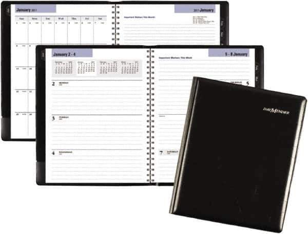 DayMinder - 26 Sheet, 6-7/8 x 8-3/4", Weekly/Monthly Planner - Black - Apex Tool & Supply