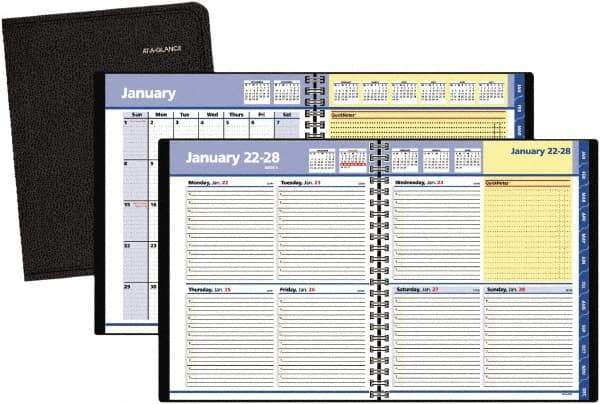 AT-A-GLANCE - 38 Sheet, 8 x 9-7/8", Weekly/Monthly Planner - Black - Apex Tool & Supply