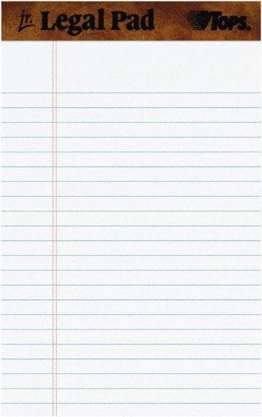 TOPS - 50 Sheet, 5 x 8", Narrow Perforated Style Ruled Pads - White - Apex Tool & Supply