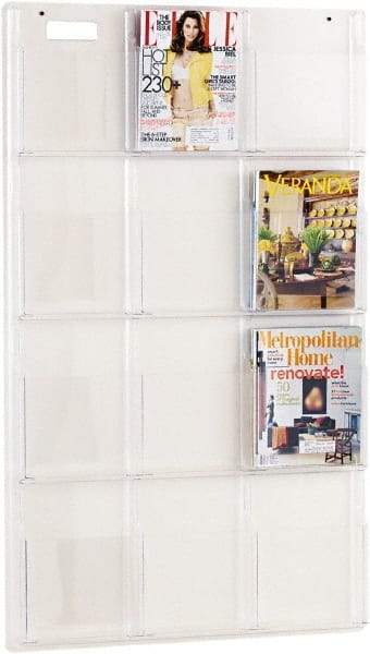 Safco - 30" Wide x 2" Deep x 49" High, 12 Compartments, Plastic Literature Display Board - Clear, 9-1/4" Compartment Width x 1-5/8" Compartment Depth x 12-5/8" Compartment Height - Apex Tool & Supply