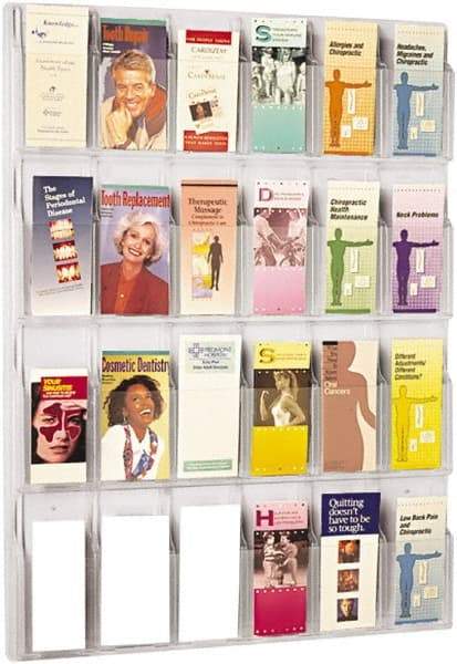 Safco - 30" Wide x 2" Deep x 41" High, 24 Compartments, Plastic Literature Display Board - Clear, 9-1/4" Compartment Width x 1-5/8" Compartment Depth x 9-3/4" Compartment Height - Apex Tool & Supply