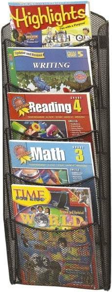 Safco - 10-1/4" Wide x 3-1/2" Deep x 28-21/64" High, 5 Compartments, Mesh Literature Holder - Black, 9-1/8" Compartment Width x 3/4" Compartment Depth x 10-7/8" Compartment Height - Apex Tool & Supply