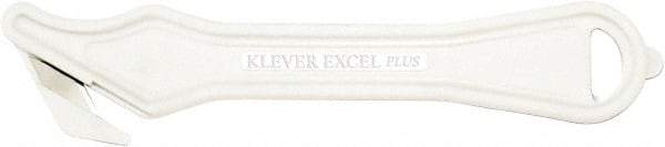 Klever Innovations - Recessed/Hook Blade Safety Cutter - 1-5/8" Carbon Steel Blade, White Nylon Handle, 1 Blade Included - Apex Tool & Supply