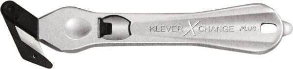 Klever Innovations - Recessed/Hook Blade Safety Cutter - 1-3/4" Carbon Steel Blade, Silver Magnesium Handle, 1 Blade Included - Apex Tool & Supply