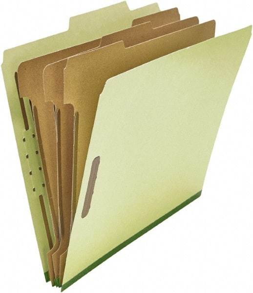 UNIVERSAL - 8-1/2 x 11", Letter Size, Green, Classification Folders with Top Tab Fastener - 25 Point Stock, Right of Center Tab Cut Location - Apex Tool & Supply