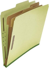 UNIVERSAL - 8-1/2 x 11", Letter Size, Green, Classification Folders with Top Tab Fastener - 25 Point Stock, Right of Center Tab Cut Location - Apex Tool & Supply