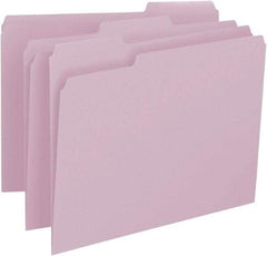 SMEAD - 8-1/2 x 11", Letter Size, Lavender, File Folders with Top Tab - 11 Point Stock, Assorted Tab Cut Location - Apex Tool & Supply