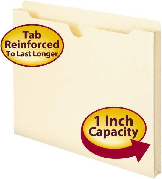 SMEAD - 8-1/2 x 11", Letter Size, Manila, File Jacket - 11 Point Stock, Straight Tab Cut Location - Apex Tool & Supply