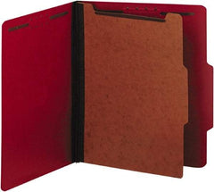 UNIVERSAL - 8-1/2 x 11", Letter Size, Ruby Red, Classification Folders with Top Tab Fastener - 25 Point Stock, Right of Center Tab Cut Location - Apex Tool & Supply