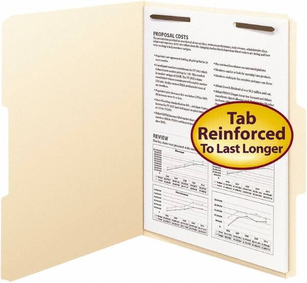 SMEAD - 8-1/2 x 11", Letter Size, Manila, File Folders with Top Tab - 11 Point Stock, Assorted Tab Cut Location - Apex Tool & Supply
