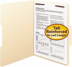 SMEAD - 8-1/2 x 11", Letter Size, Manila, File Folders with Top Tab - 11 Point Stock, Assorted Tab Cut Location - Apex Tool & Supply