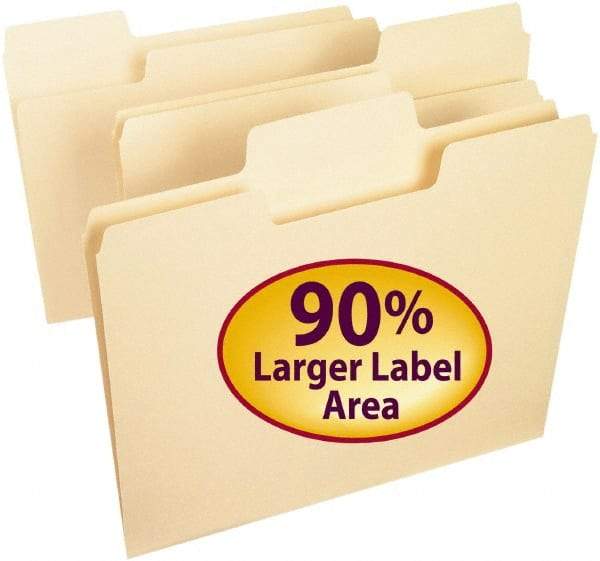SMEAD - 8-1/2 x 11", Letter Size, Manila, File Folders with Top Tab - 11 Point Stock, Assorted Tab Cut Location - Apex Tool & Supply
