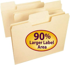SMEAD - 8-1/2 x 11", Letter Size, Manila, File Folders with Top Tab - 11 Point Stock, Assorted Tab Cut Location - Apex Tool & Supply