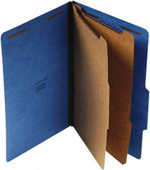 UNIVERSAL - 9-1/4 x 14-3/4", Legal, Cobalt Blue, Classification Folders with Top Tab Fastener - 25 Point Stock, Right of Center Tab Cut Location - Apex Tool & Supply