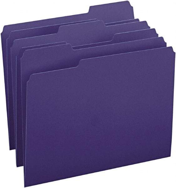 SMEAD - 8-1/2 x 11", Letter Size, Navy Blue, File Folders with Top Tab - 11 Point Stock, Assorted Tab Cut Location - Apex Tool & Supply