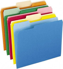 Pendaflex - 8-1/2 x 11", Letter Size, Assorted Colors, File Folders with Top Tab - 11 Point Stock, Assorted Tab Cut Location - Apex Tool & Supply
