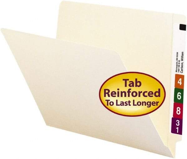 SMEAD - 8-1/2 x 11", Letter Size, Manila, File Folders with End Tab - 11 Point Stock, Straight Tab Cut Location - Apex Tool & Supply