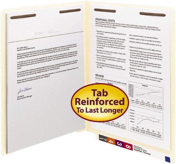 SMEAD - 8-1/2 x 11", Letter Size, Manila, File Folders with End Tab - 11 Point Stock, Straight Tab Cut Location - Apex Tool & Supply