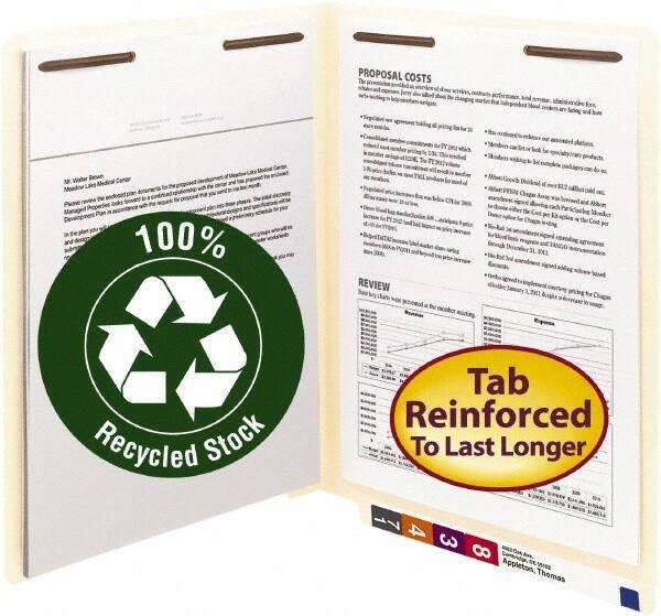 SMEAD - 8-1/2 x 11", Letter Size, Manila, File Folders with End Tab - 11 Point Stock, Straight Tab Cut Location - Apex Tool & Supply