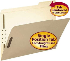SMEAD - 8-1/2 x 11", Letter Size, Manila, File Folders with Top Tab - 11 Point Stock, 1/3 Tab Cut Location - Apex Tool & Supply