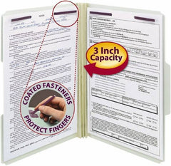 SMEAD - 9-1/2 x 14-1/2", Legal, Gray-Green, File Folders with Top Tab - 25 Point Stock, Assorted Tab Cut Location - Apex Tool & Supply