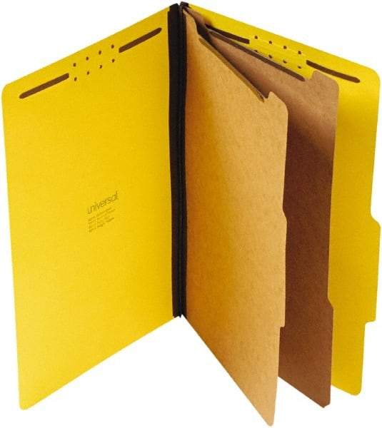 UNIVERSAL - 9-1/2 x 14-1/2", Legal, Yellow, Classification Folders with Top Tab Fastener - 25 Point Stock, Right of Center Tab Cut Location - Apex Tool & Supply