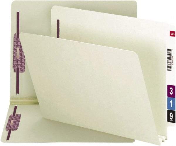 SMEAD - 8-1/2 x 11", Letter Size, Gray-Green, File Folders with End Tab - 25 Point Stock, Straight Tab Cut Location - Apex Tool & Supply
