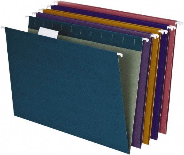 Pendaflex - 8-1/2 x 11", Letter Size, Assorted Colors, Hanging File Folder - 11 Point Stock, 1/5 Tab Cut Location - Apex Tool & Supply