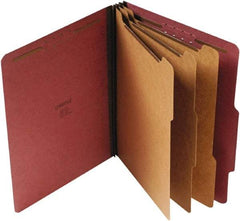 UNIVERSAL - 8-1/2 x 11", Letter Size, Red, Classification Folders with Top Tab Fastener - 25 Point Stock, Right of Center Tab Cut Location - Apex Tool & Supply